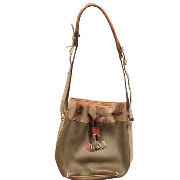 Dooney & Bourke Vintage AWL Leather Drawstring Shoulder Bag - Picture 1 of 4